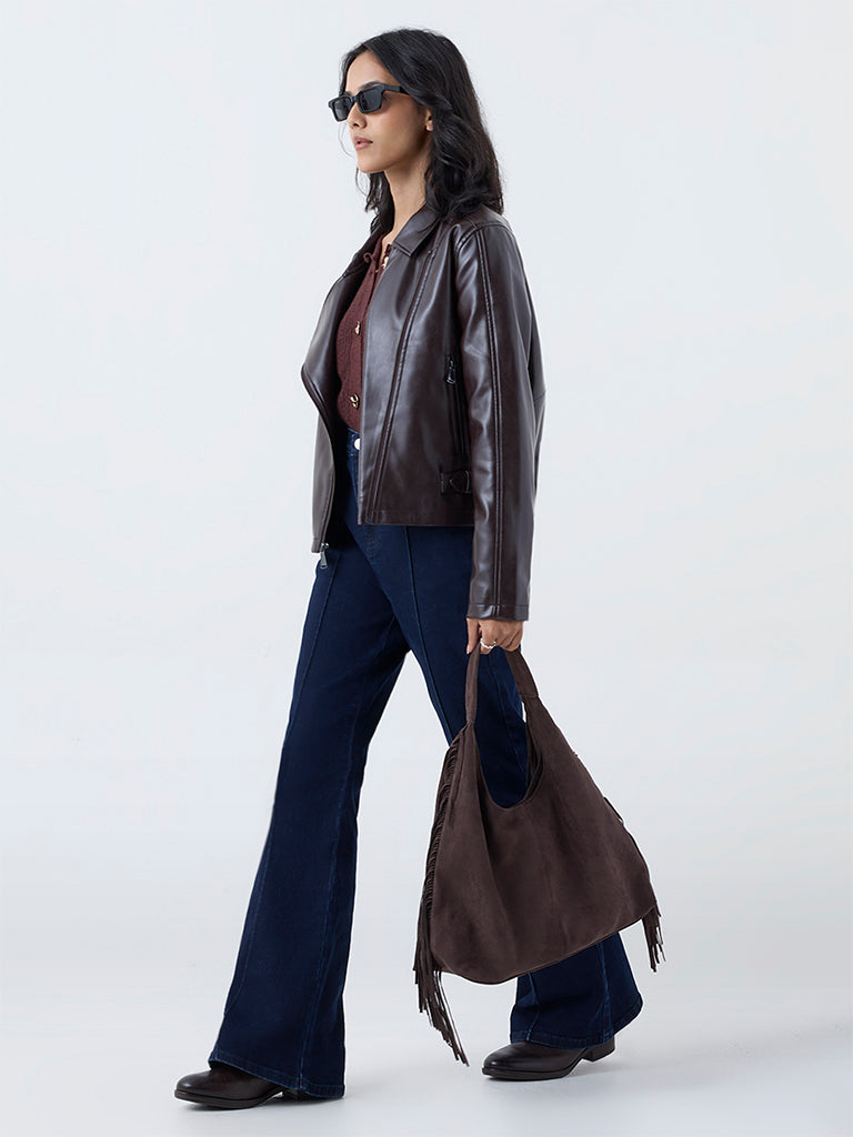 LOV Dark Brown Faux Leather Jacket