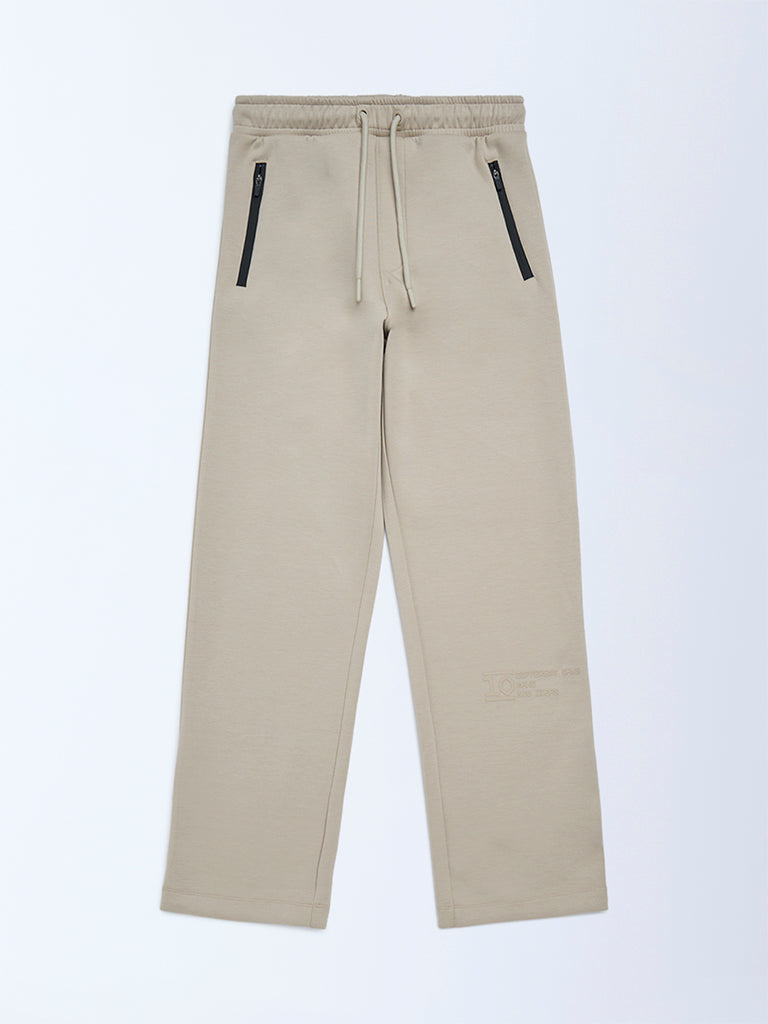 Y&F Kids Beige Solid Mid-Rise Pants