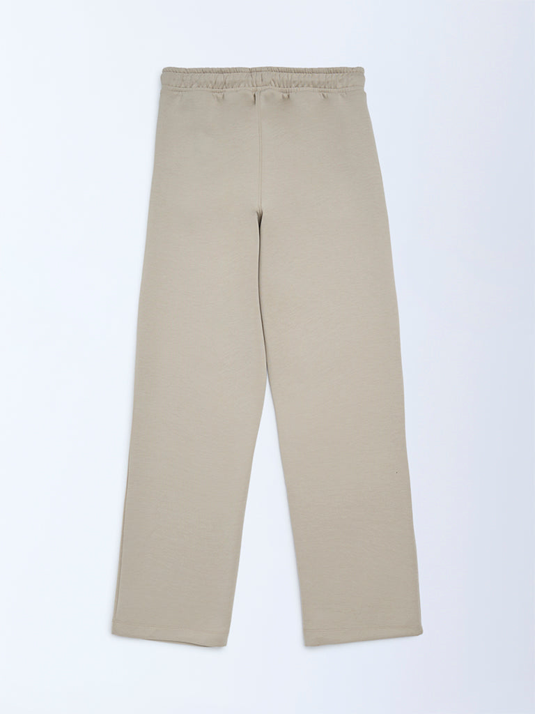 Y&F Kids Beige Solid Mid-Rise Pants