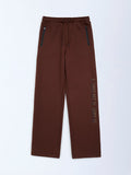 Y&F Kids Dark Brown Printed Mid-Rise Pants