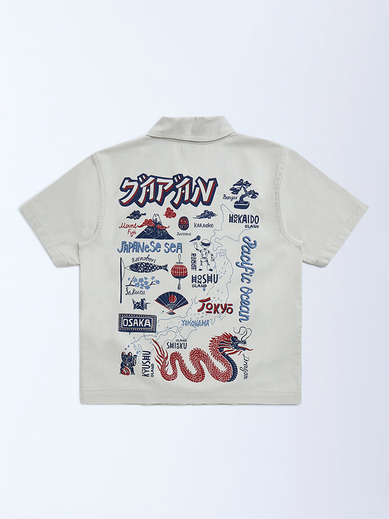 Y&F Kids Beige Printed Cotton Jacket