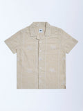 Y&F Kids Beige Floral Embroidered Cotton Shirt
