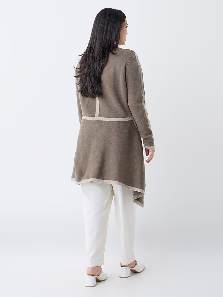 Gia Taupe Fringe-Detailed Shrug