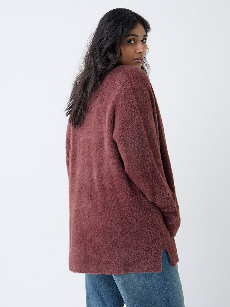 Gia Dark Brown Fleece-Textured Shrug