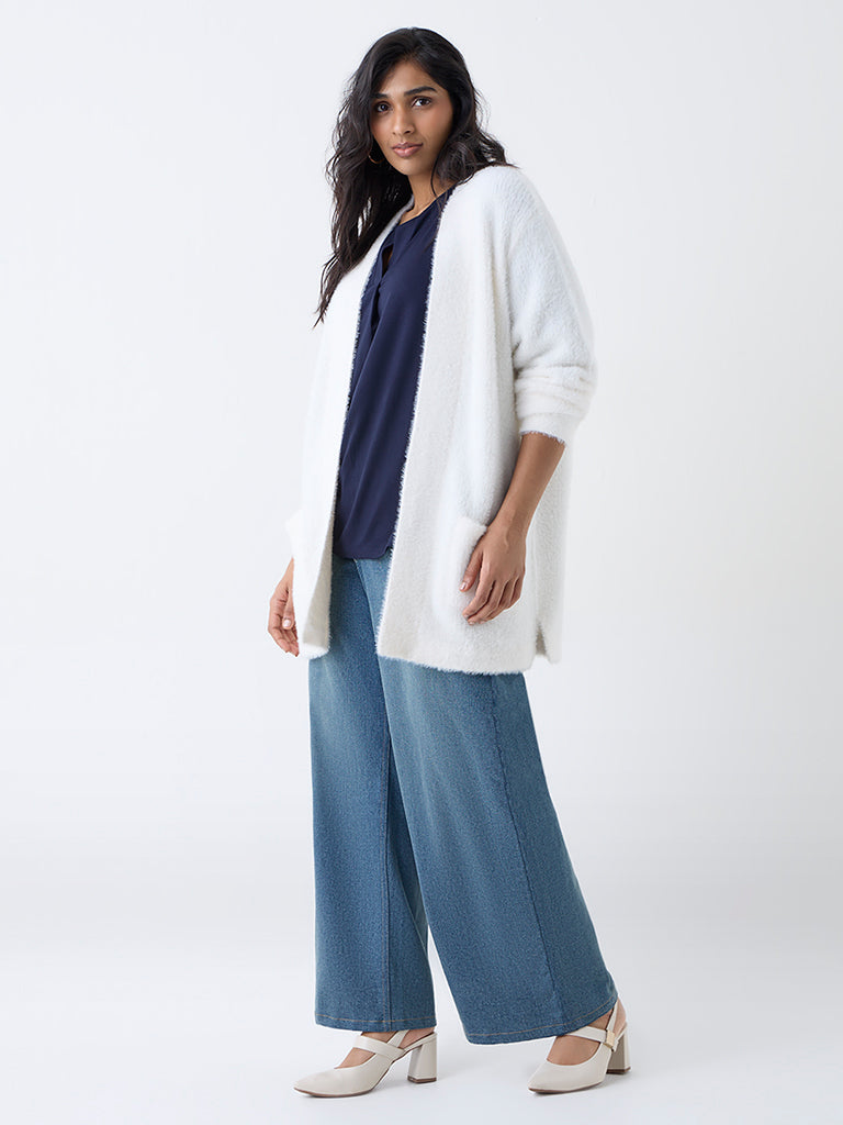 Gia Off-White Fleece-Textured Shrug