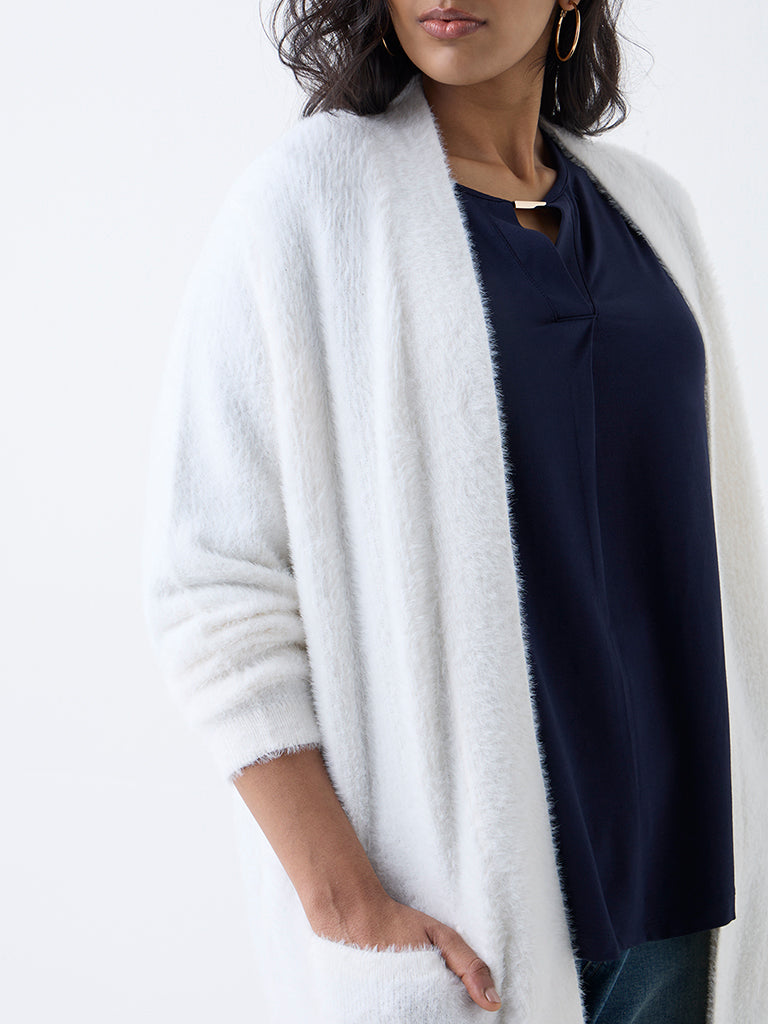 Gia Off-White Fleece-Textured Shrug