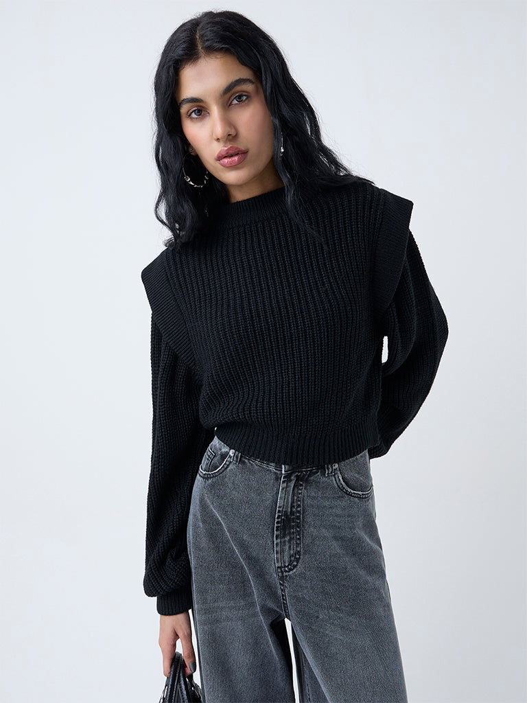 Nuon Black Solid Sweater