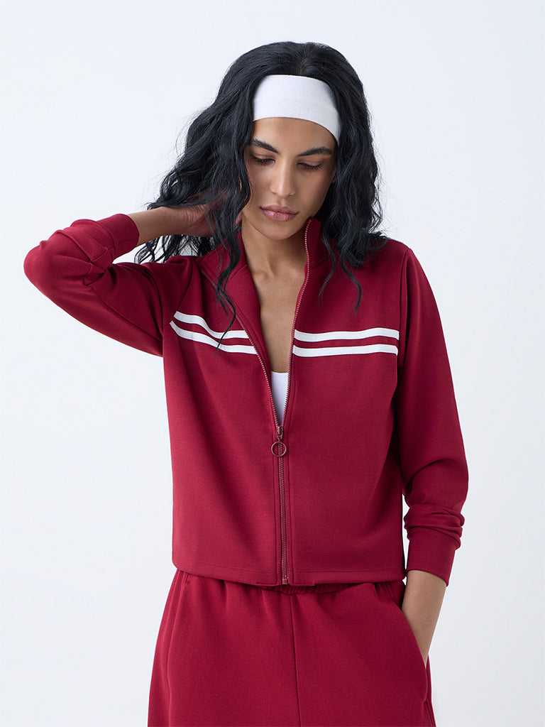 Studiofit Maroon Striped Jacket