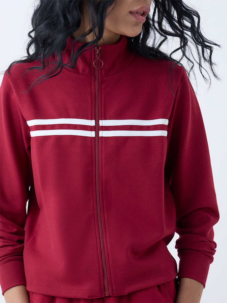 Studiofit Maroon Striped Jacket