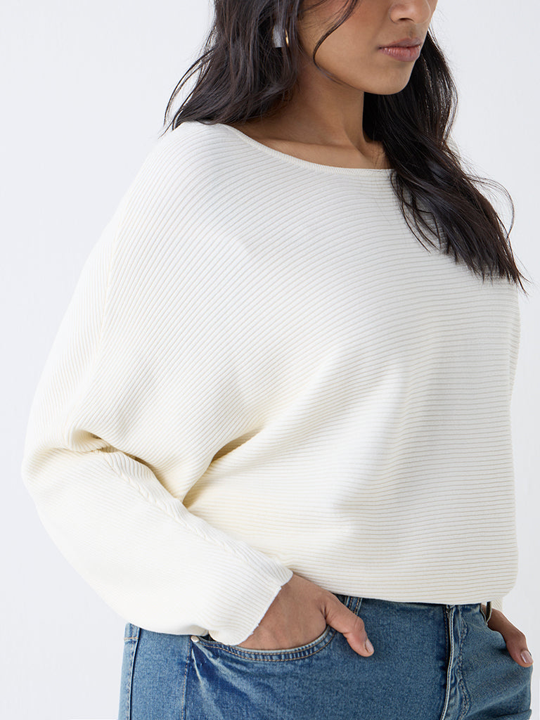 Gia Off-White Ribbed Sweater