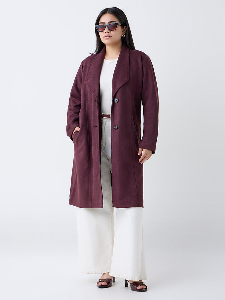 Gia Wine Suede Trench Coat