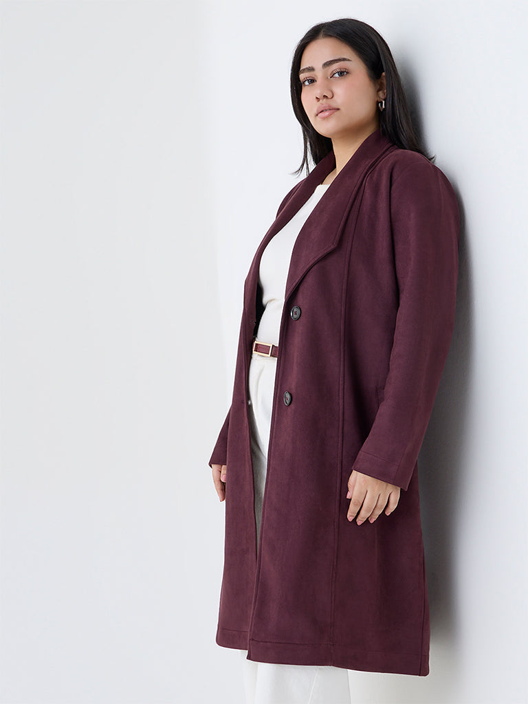 Gia Wine Suede Trench Coat
