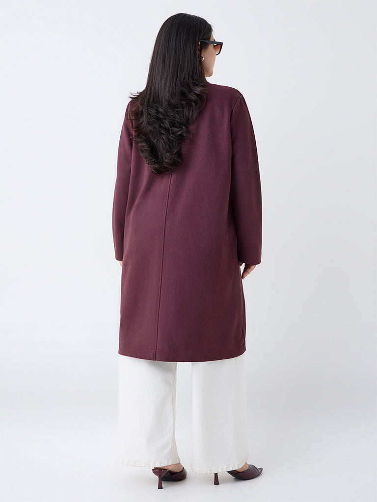 Gia Wine Suede Trench Coat