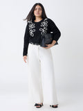 Gia Black Embroidered Knitted Sweater