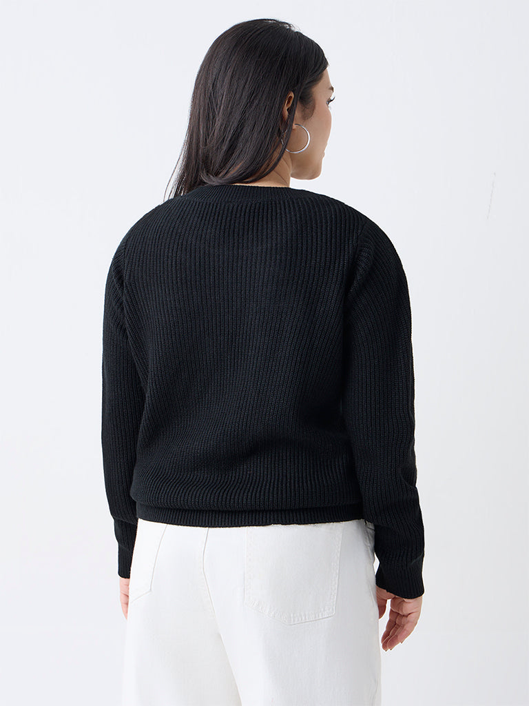 Gia Black Embroidered Knitted Sweater