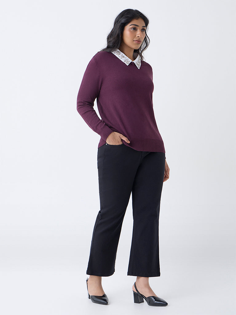 Gia Plum Embellished Sweater