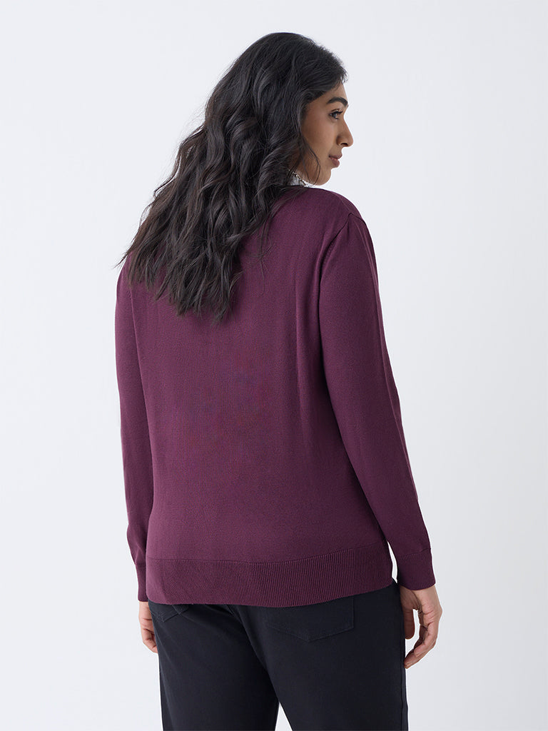 Gia Plum Embellished Sweater