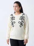 Gia Cream Embroidered Knitted Sweater