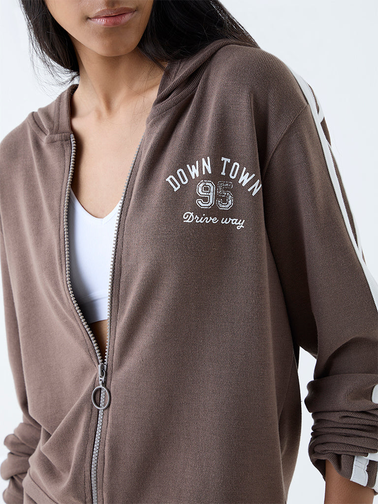 Studiofit Brown Typographic Jacket