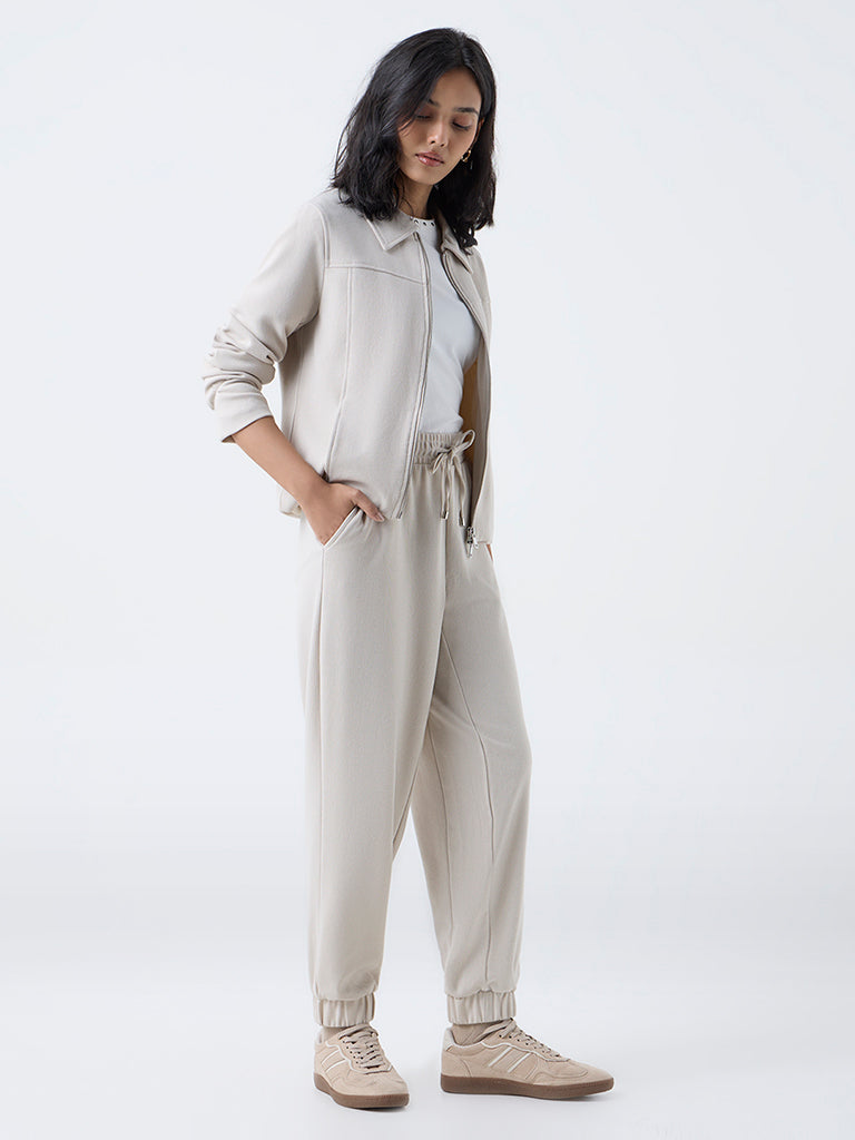 LOV Beige Solid Jacket