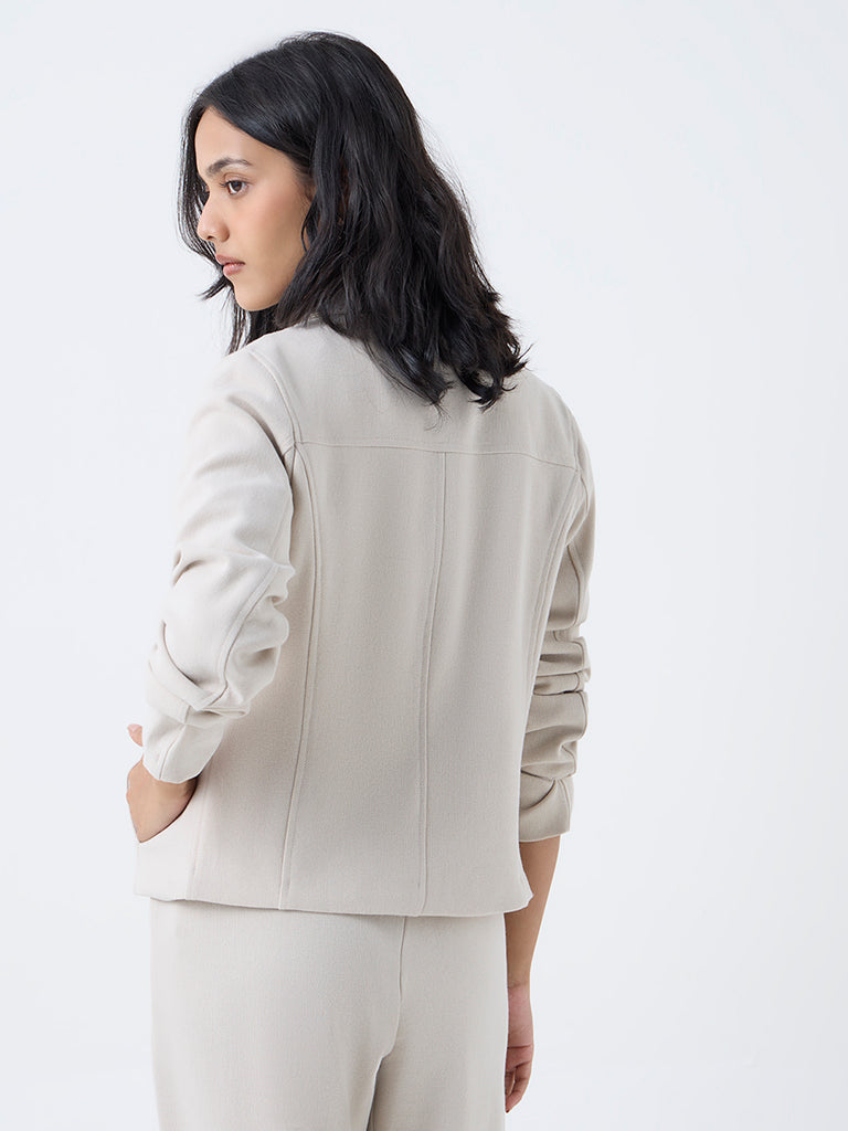 LOV Beige Solid Jacket