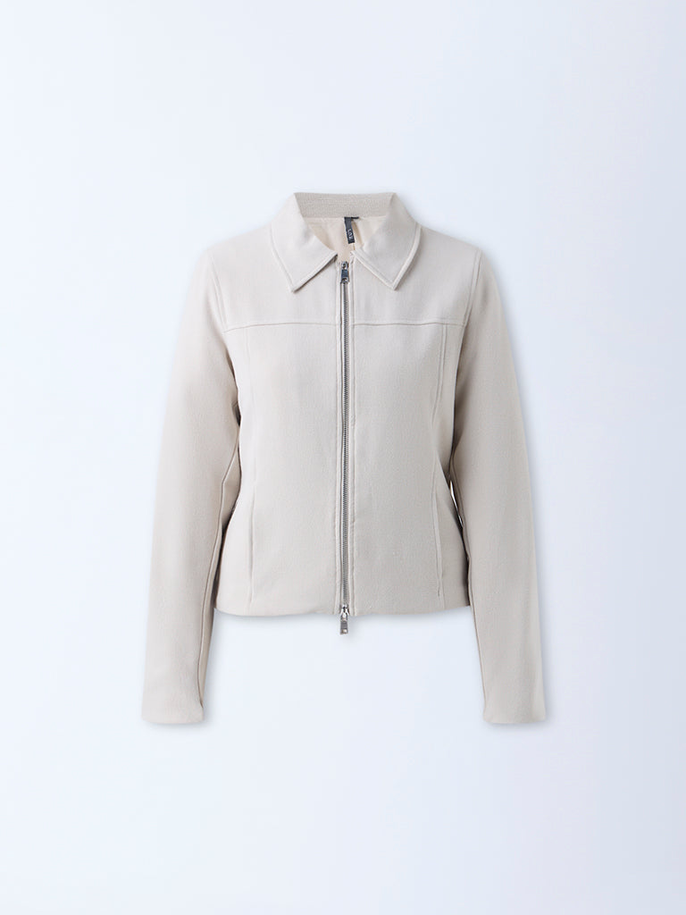 LOV Beige Solid Jacket
