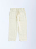 HOP Kids Off-White Textured Mid-Rise Cotton Trousers