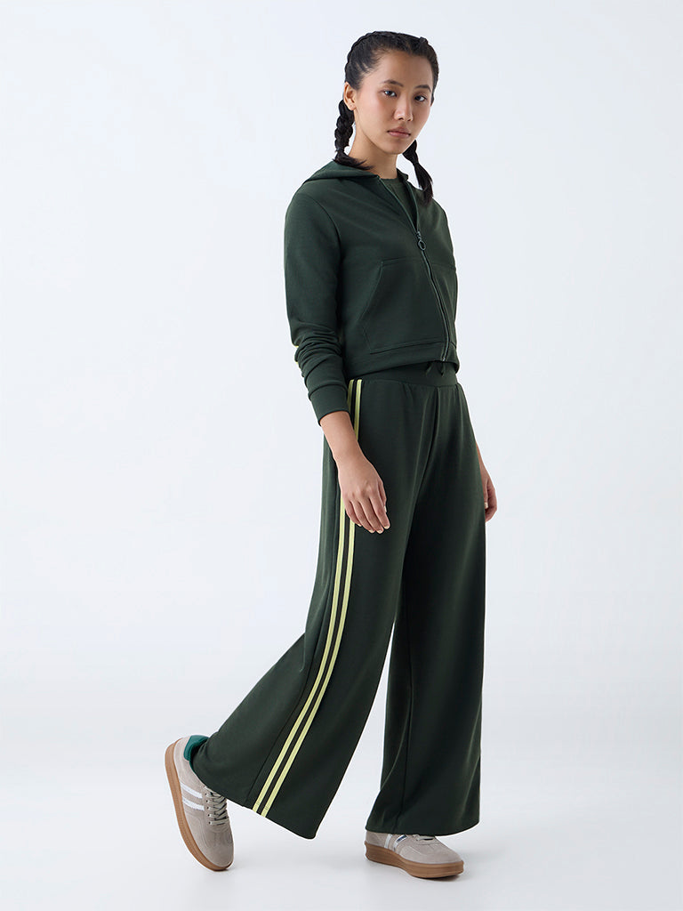 Studiofit Olive Stripe Hooded Jacket