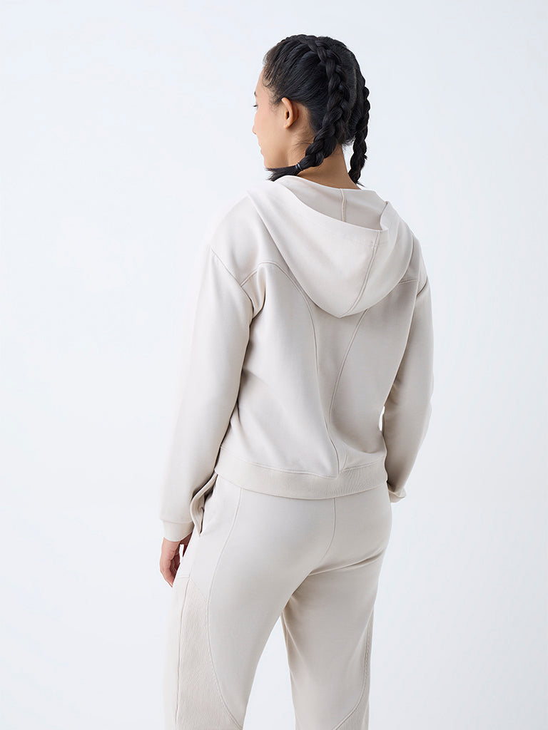 Studiofit Cream Chevron Patterned Jacket