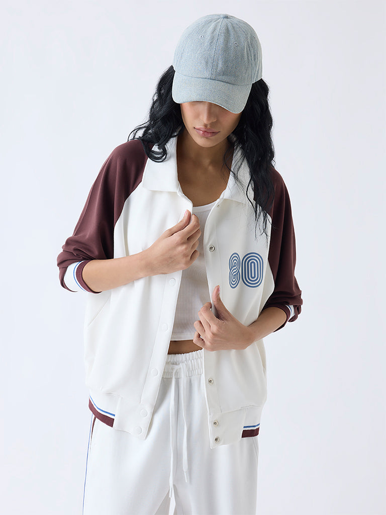 Studiofit White Typographic Jacket