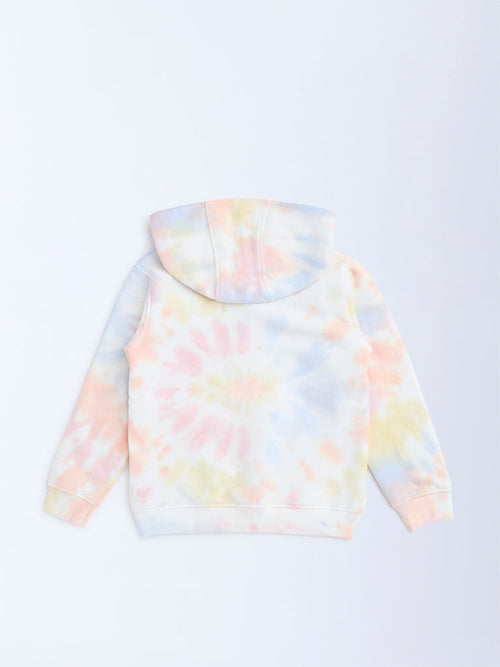 HOP Kids Multicolour Tie-Dye Design Cotton-Blend Hoodie