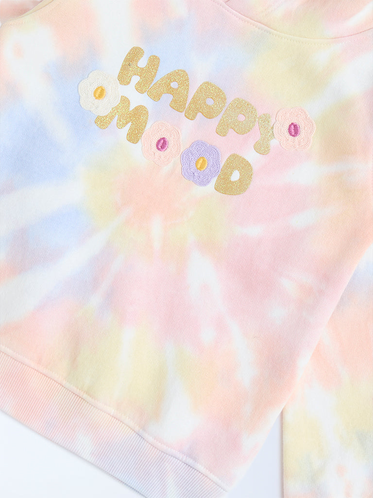 HOP Kids Multicolour Tie-Dye Design Cotton-Blend Hoodie