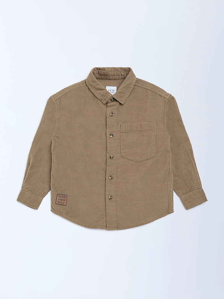 HOP Kids Taupe Cotton Shirt