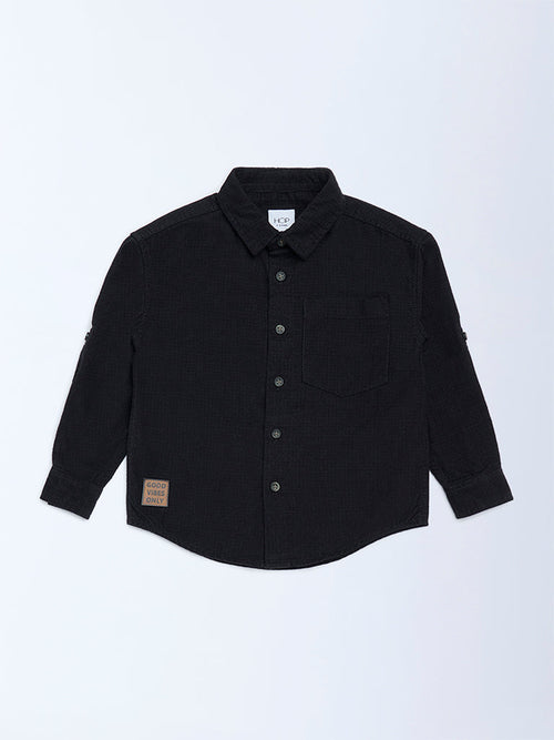 HOP Kids Black Cotton Shirt