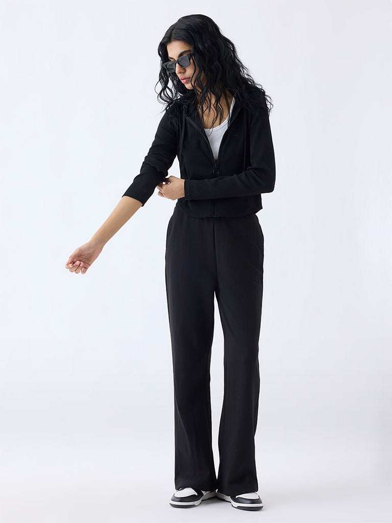 Studiofit Black Ribbed-Textured Jacket
