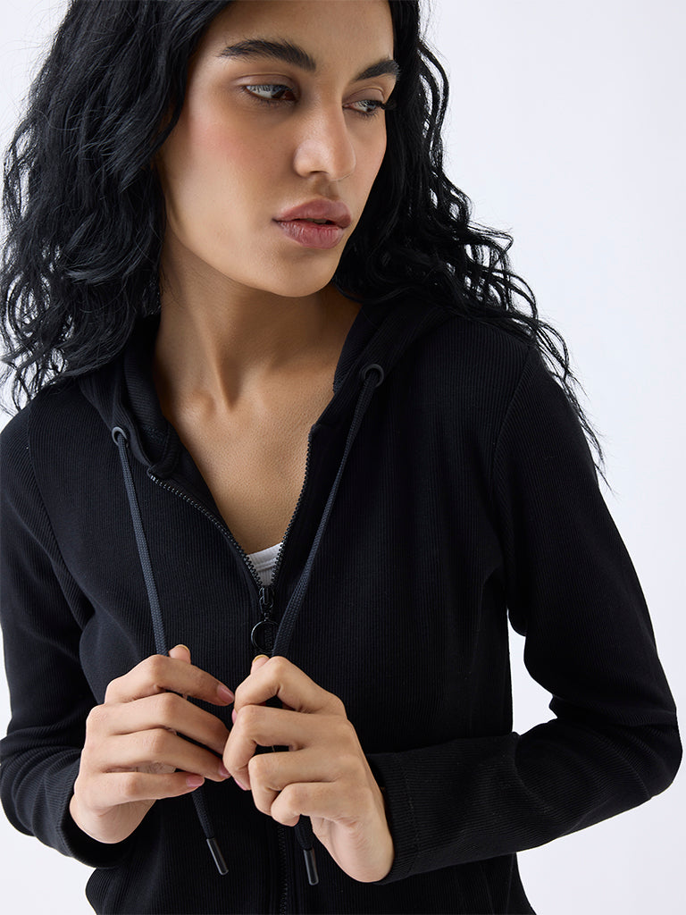 Studiofit Black Ribbed-Textured Jacket