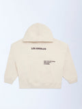 Y&F Kids Light Beige Text Printed Cotton-Blend Hoodie