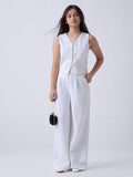 Y&F Kids White Solid Waistcoat