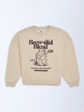 Y&F Kids Beige Printed Sweatshirt