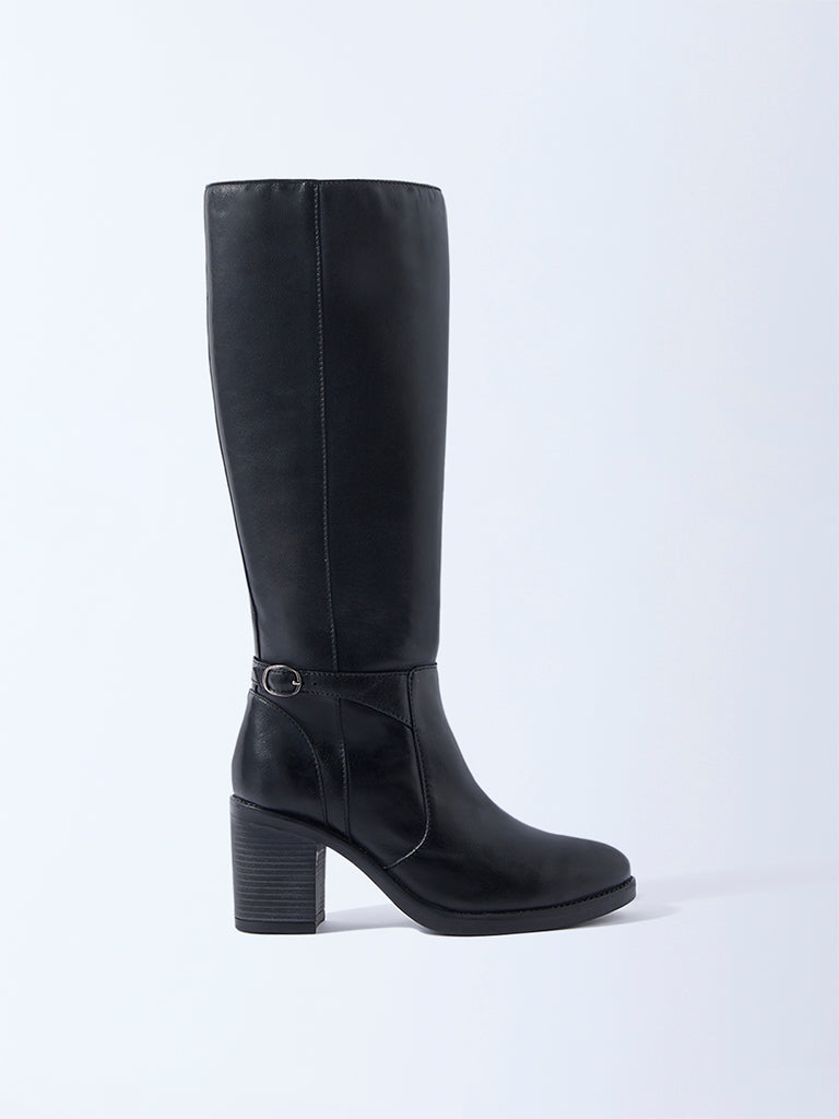 LUNA BLU Black Tall Leather Boots