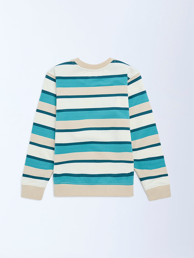 HOP Kids Multicolour Striped Cotton Sweatshirt