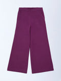 Utsa Kids Purple Solid Cotton-Blend Pants (8-14 years)