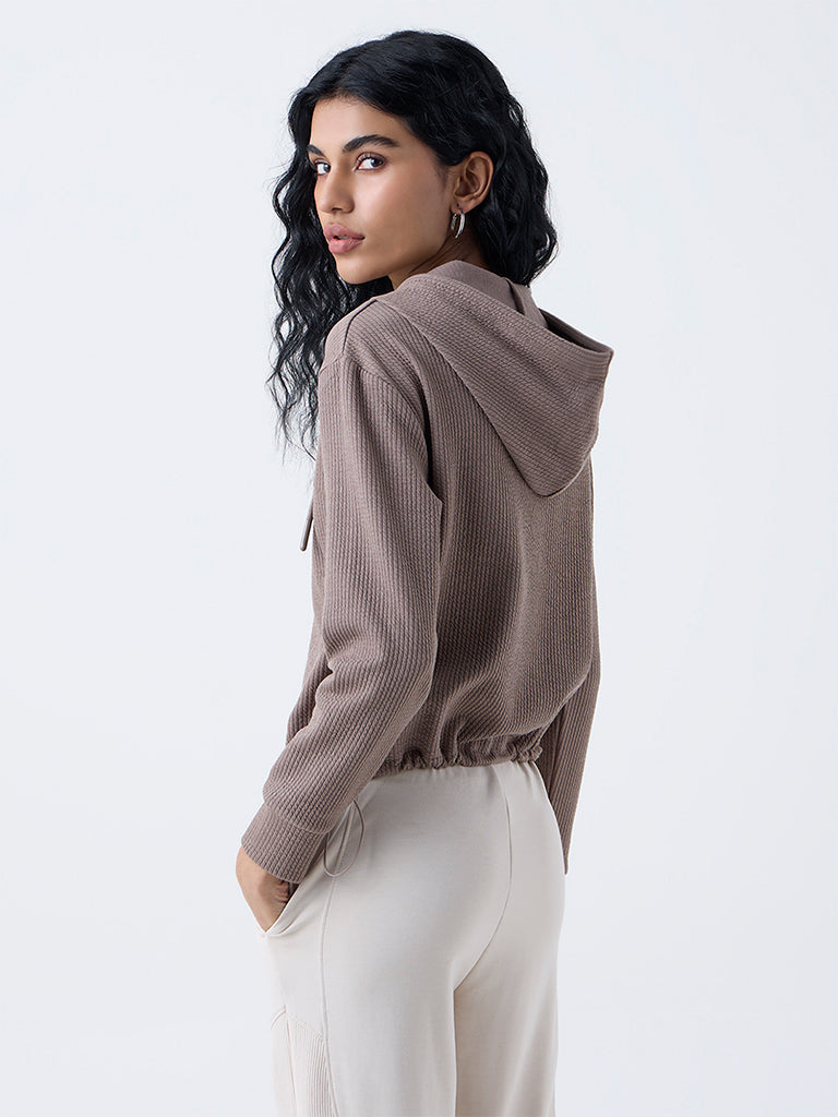 Studiofit Taupe Textured Cotton-Blend Jacket