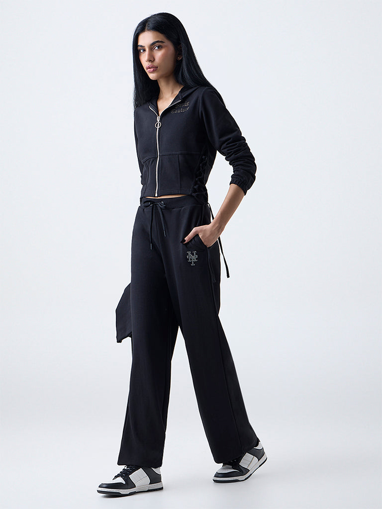 Studiofit Black Embellished Cotton-Blend Jacket