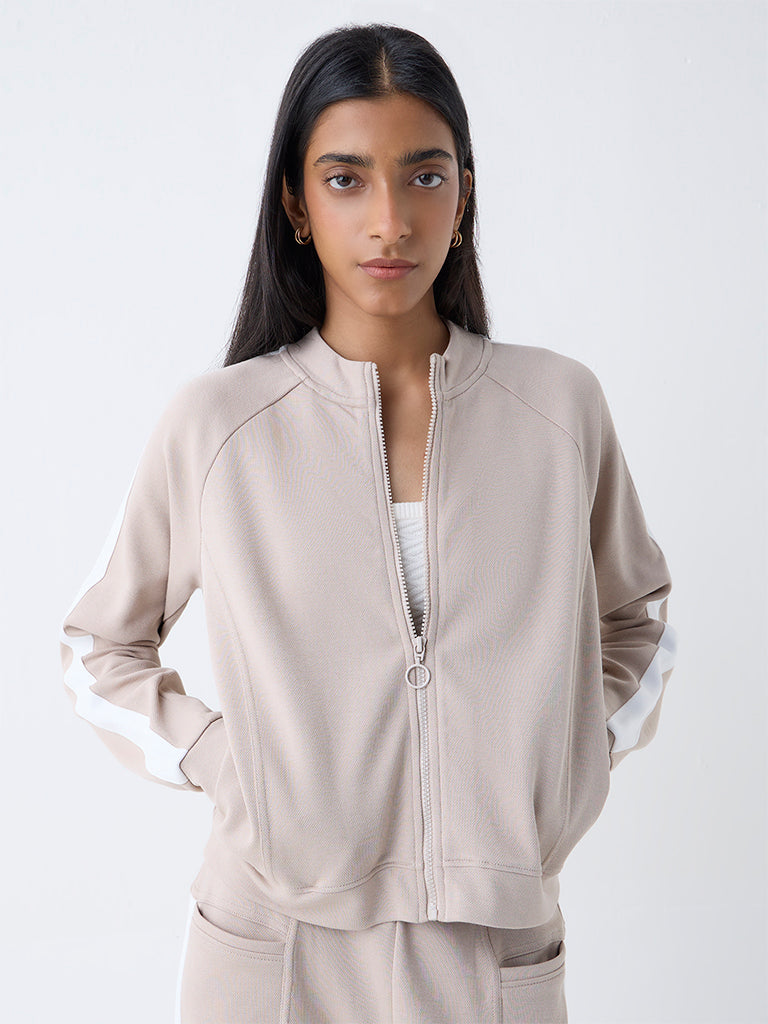 Studiofit Taupe Solid Jacket