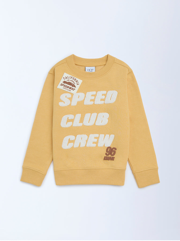 HOP Kids Yellow Typographic Cotton-Blend Sweatshirt