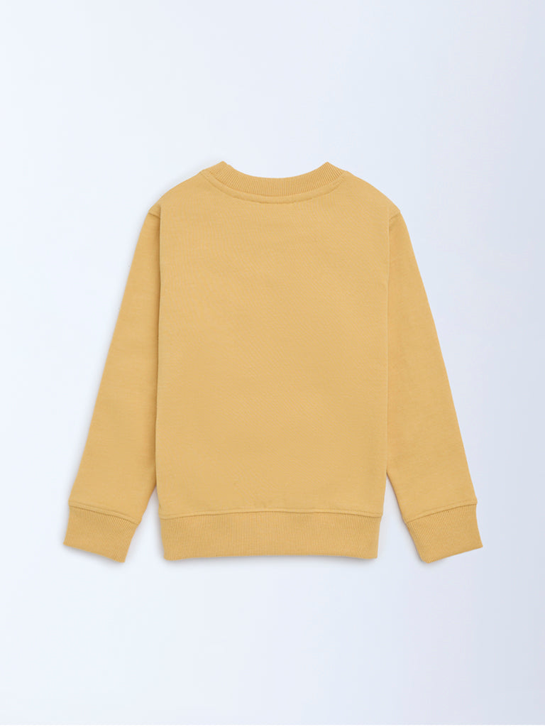 HOP Kids Yellow Typographic Cotton-Blend Sweatshirt