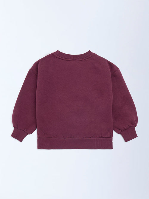 HOP Kids Plum Animal Embroidered Cotton-Blend Sweatshirt