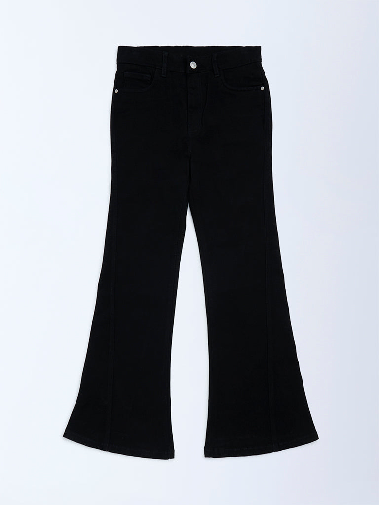 Y&F Kids Black High-Rise Flared Jeans