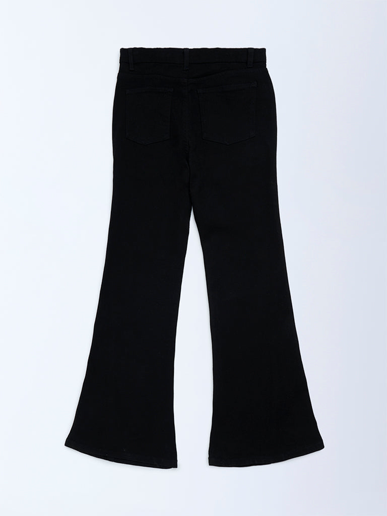 Y&F Kids Black High-Rise Flared Jeans